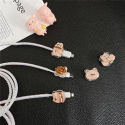 Brown Bear Cable Protector Cartoon Charger Protector Cable Winder Organizer Cute Data Line Cord Protective Cover For iPhone