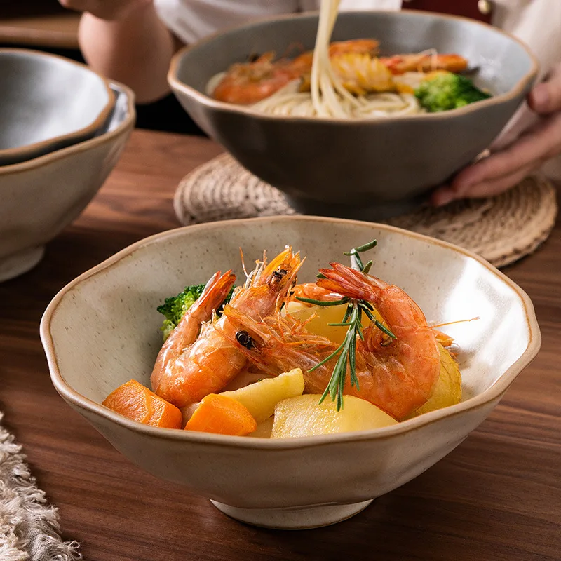 

YFY coarse pottery tableware set, ramen ceramic bowl, soup bowl, noodle , household instant noodle