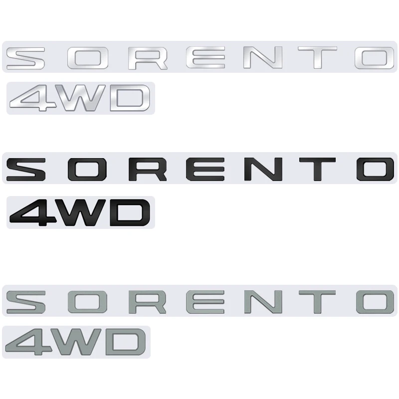 Car 3D Metal Letters Logo Decals Sticker For Sorento 4wd Car Auto Rear Trunk Alphabet Emblem Badge Styling Stickers