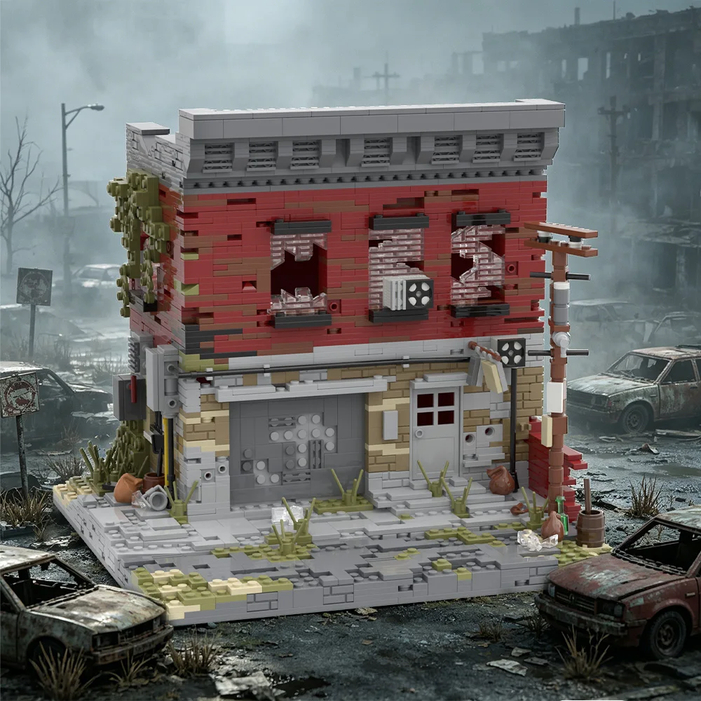 Last Survivor Post-Apocalyptic Wasteland House Building Blocks Kit Wasteland Shelter with Overgrown Details Toy Adult Gift