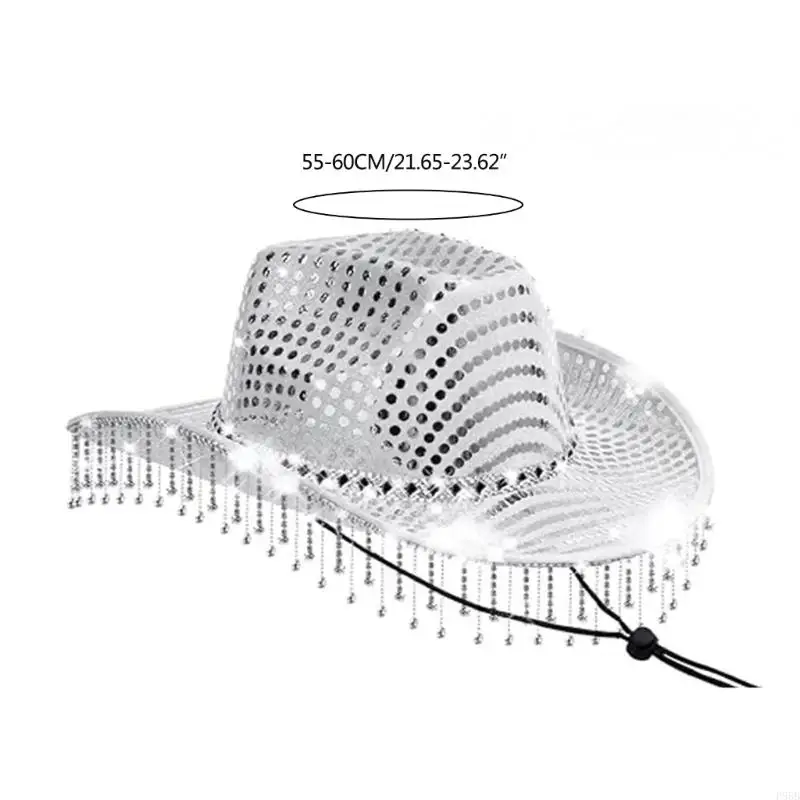 P88B Fransen Cowboy Musik Festival LED Caps Frauen Foto