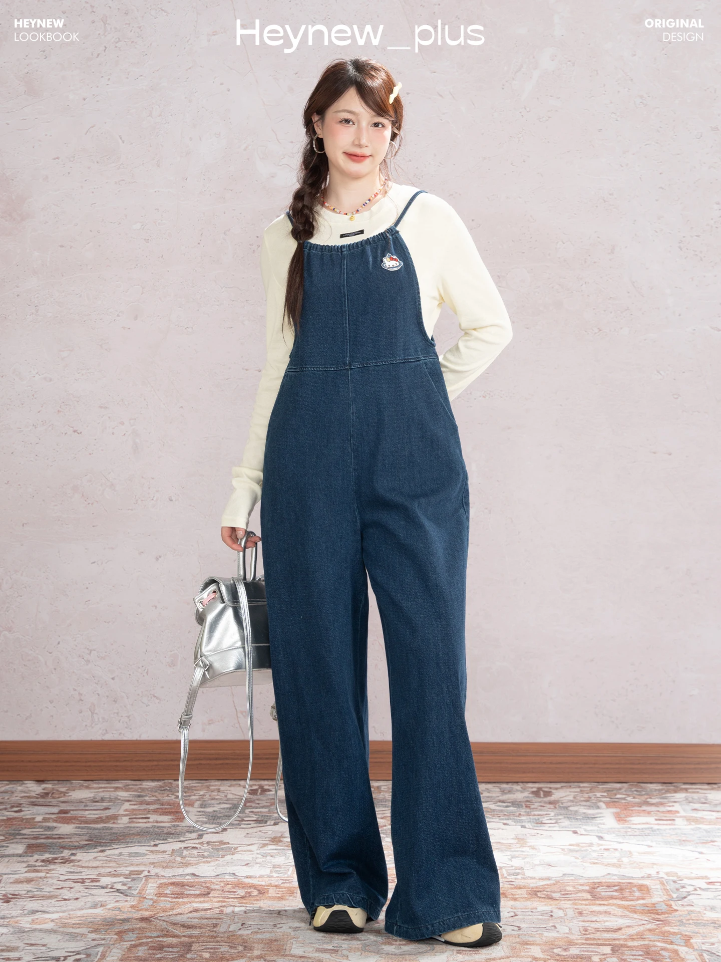 Heynew Retro Waed Label - Pantalones vaqueros de mezclilla para mujer, talla grande, de pierna recta y ancha, estilo informal, para otoño