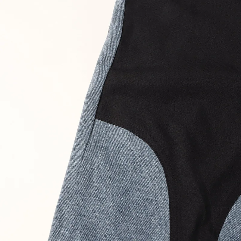 ANJY 秋の新女性のシックなファッション Y2K エレガントなハイストリートパッチワーク非対称デニムパンツカジュアルヴィンテージストレートジーンズ A7203