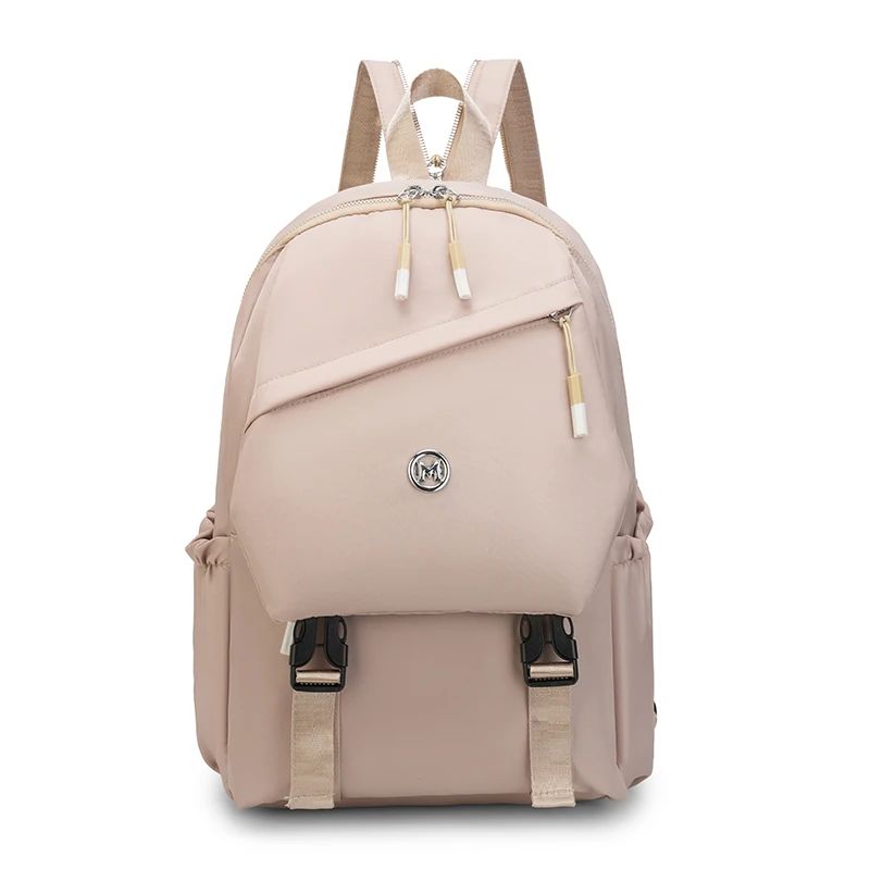 Waterproof Nylon Backpack for Women Simple Solid Color Bookbag Travel Backpack for Student Girls