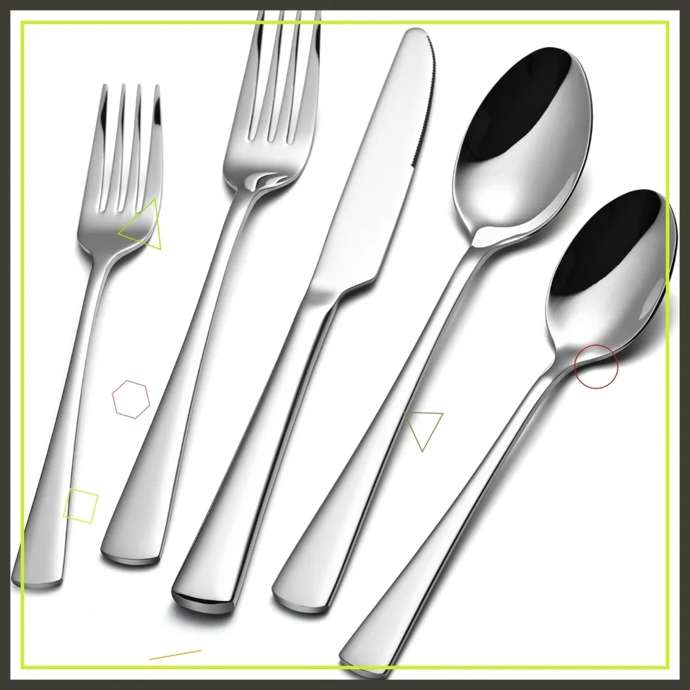 

40-Piece Stainless Steel Flatware Set for 8, Mirror Finish Cutlery Dishwasher Safe for Home Restaurant Wedding Party