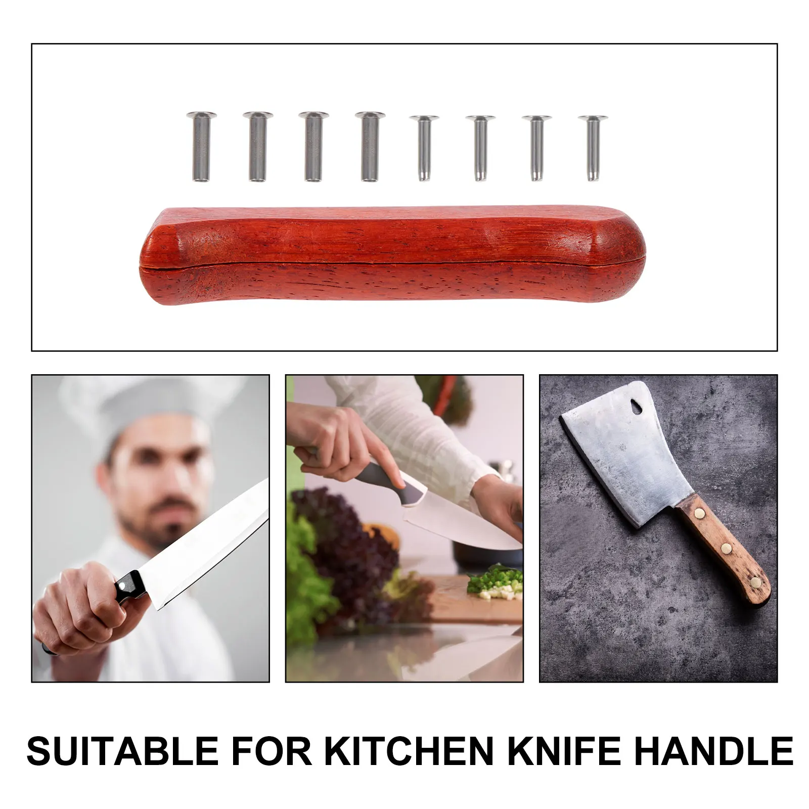 

Knife Handle Red Pear Wood Ergonomic Grip Kitchen Replacement Parts Durable Smooth Use Sewing Crafts Accessories