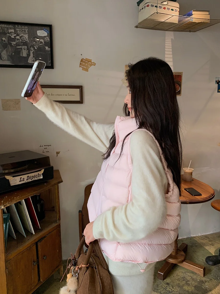 

MUKOK ort Du down Vest Women's Faion Warmth Protection No-Clap Anti-Fur Small Size Multi-Color Vest Skeleton down Jaet