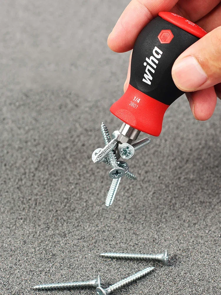 

WIHA 90019C Magazine Screwdriver and Replaceable Screwdriver Bit Set with Slotted Phillips Torx Bits Short Shank Screwdriver