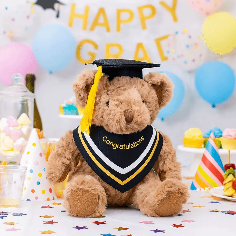 Temporada de formatura comemorativa urso brinquedo de pelúcia bonito 20cm médico urso boneca macio recheado doctoral boné urso animal boneca crianças presente