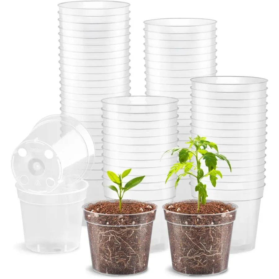 

2.5 Clear Seeding Pots 100Pack Round for Seeds Starter Pots Seeds Germination Transparent Nursery Pot with Drainage Holes 2.5In