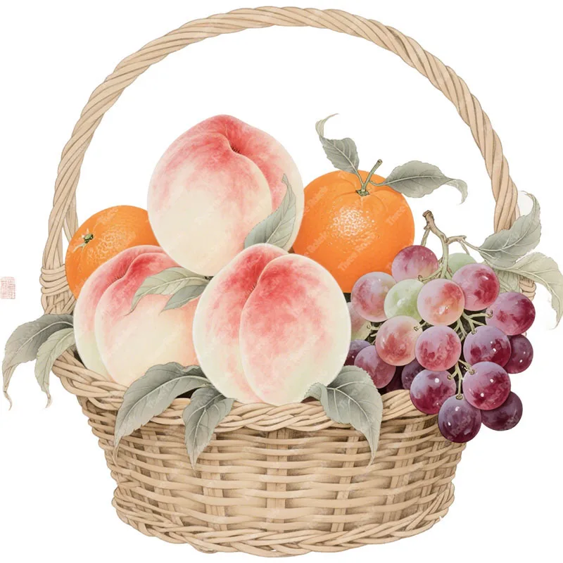 Three Ratels CAA87 Beautiful peach fruit basket wall stickers for home decoration Kitchen refrigerator decal