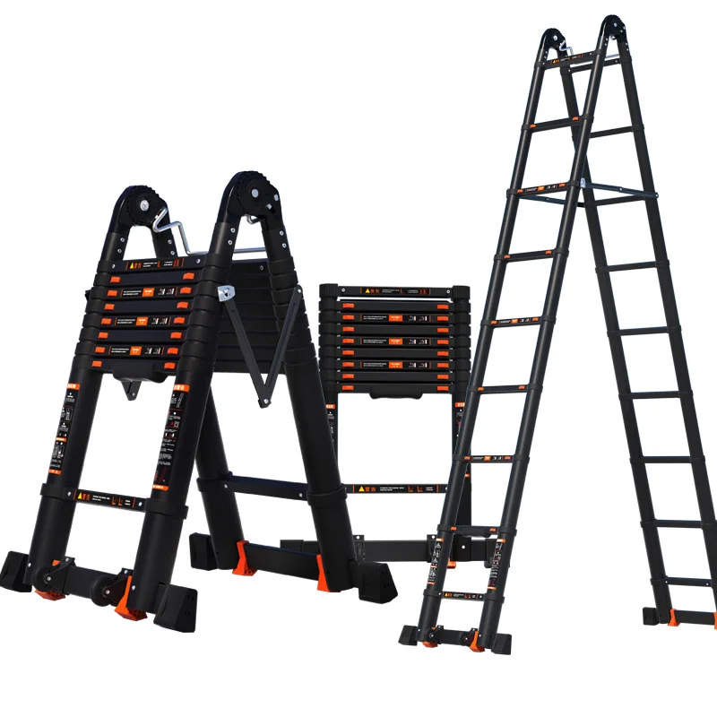 Aluminum alloy engineering telescopic ladder thickened folding household ladder multi-functional portable lifting staircase