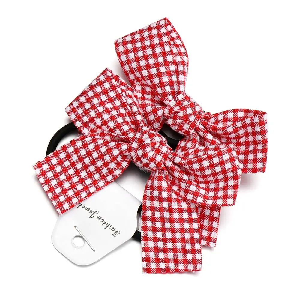 2pcs/set الأزياء الأحمر Bowknot موجة نقطة رئيس حبل أغطية الرأس الشعر حبل مزدوج ذيل الحصان #1