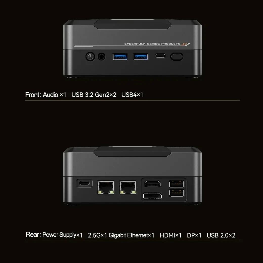 AMD 미니 PC 라이젠 7, 8845HS, 7840HS, 사이버펑크 윈도우 11, DDR5, 5600MHz, PCIE4.0, 2.5G, 2 LAN, USB4 데스크탑 미니 게임용 컴퓨터, WiFi6