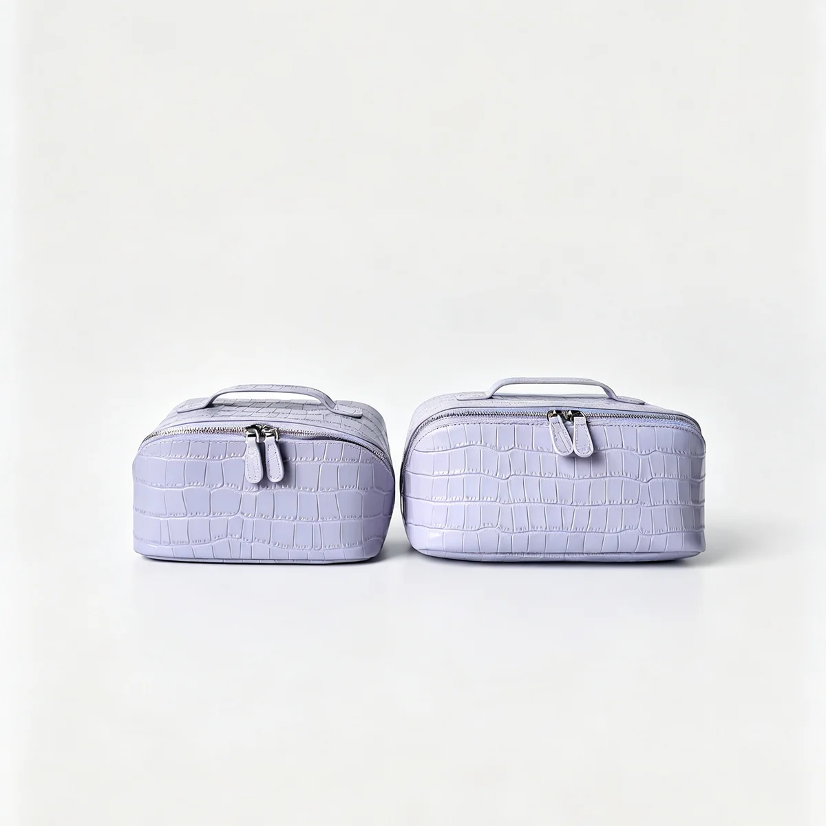 Kosmetiktaschen-Set aus echtem Leder mit lila Krokodilmuster, große Kapazität, Reise-Toilettentasche für Damen, Kosmetiktasche, Beutel – Detail 17