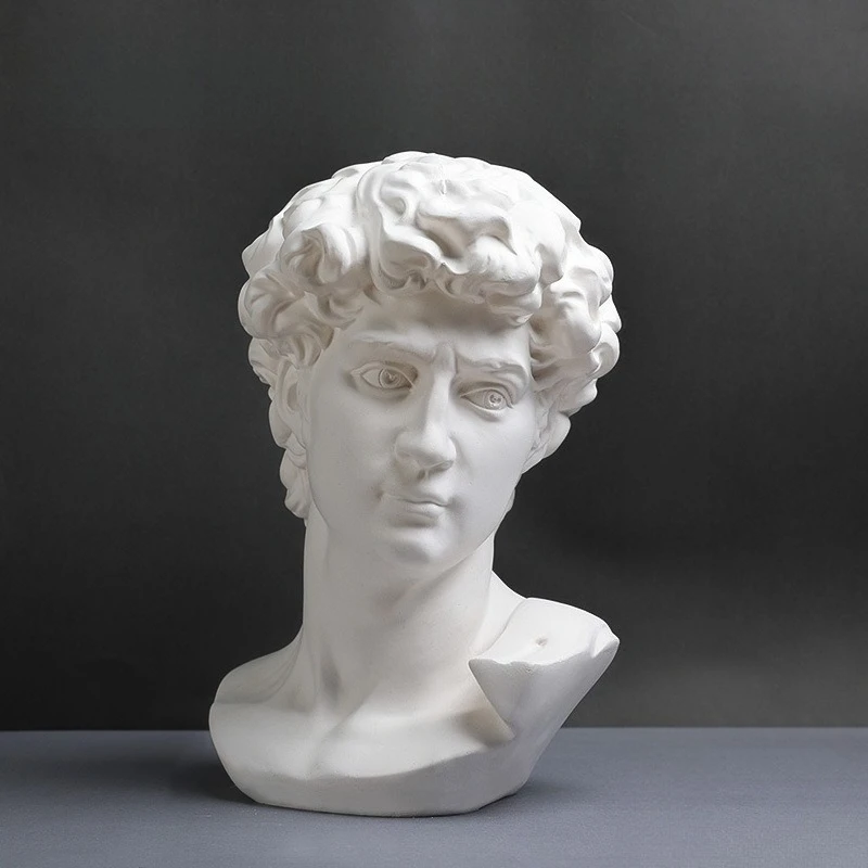 

Creative Plaster David Bust Statue Desk Decoration Classic European Sculpture Figures for Art Sketching Still and Teaching Model