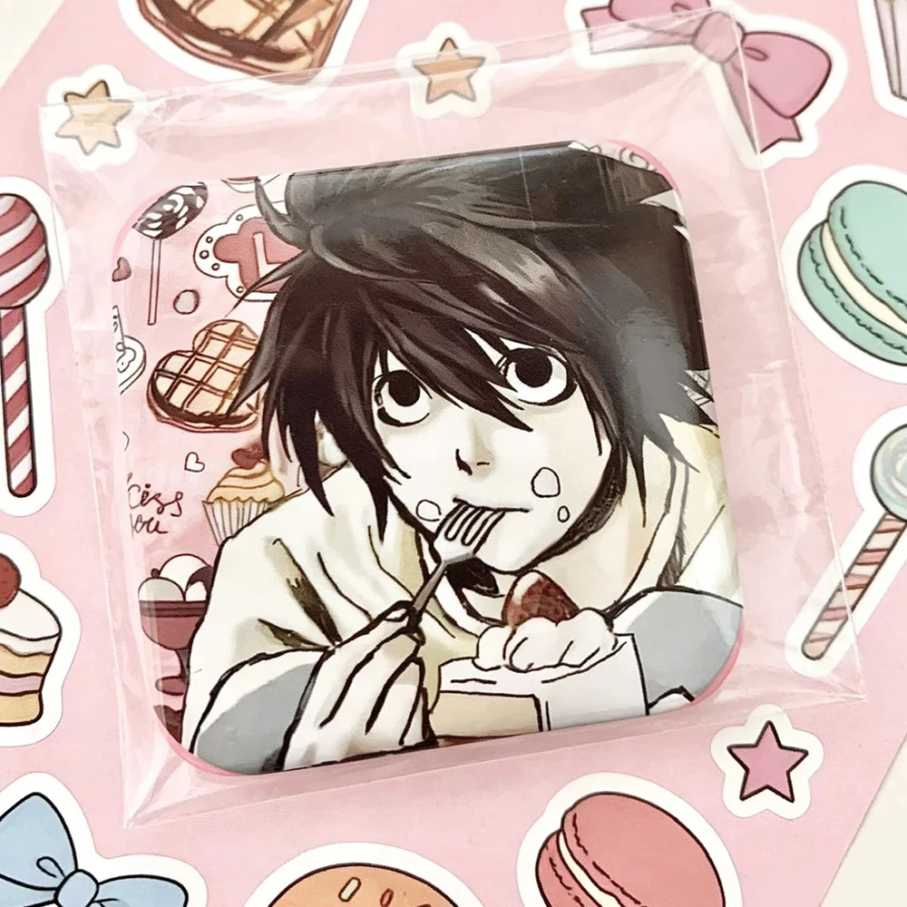 Anime Death Note Enamel Pins Dessert Series Square Badge Cartoon Figure L Lawliet Cosplay Badge Backpacks Accesseries Gifts