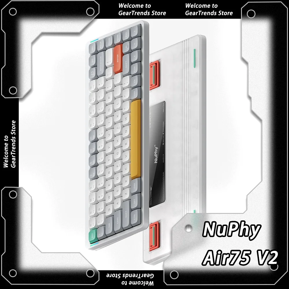 NuPhy Air75 V2 Bluetooth Wireless Three Mode RGB Backlight Mechanical Keyboard PBT Keycaps 4000mah Long Battery Life Keyboard