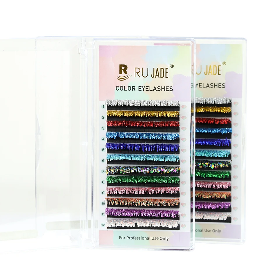 New Arrivals Fashion Glitter Eyelash Extensions Party Coloured Lashes Shiny Individual Eyelash Extension False Eyelashes Glitter