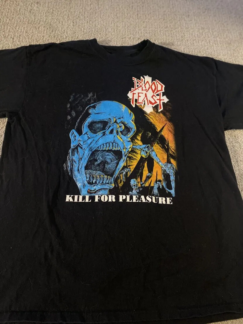 Vintage Blood Feast Band All Over Print Music Mens T- Shirt All Size ES049
