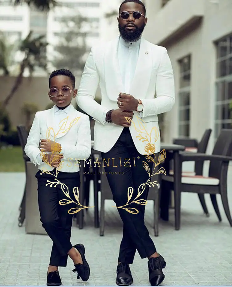 

Flower Boys Suits White Paisley Children Wedding Tuxedos Shawl Lapel Kid's Formal Party Prom Suits Blazer Sets (jacket+pants )