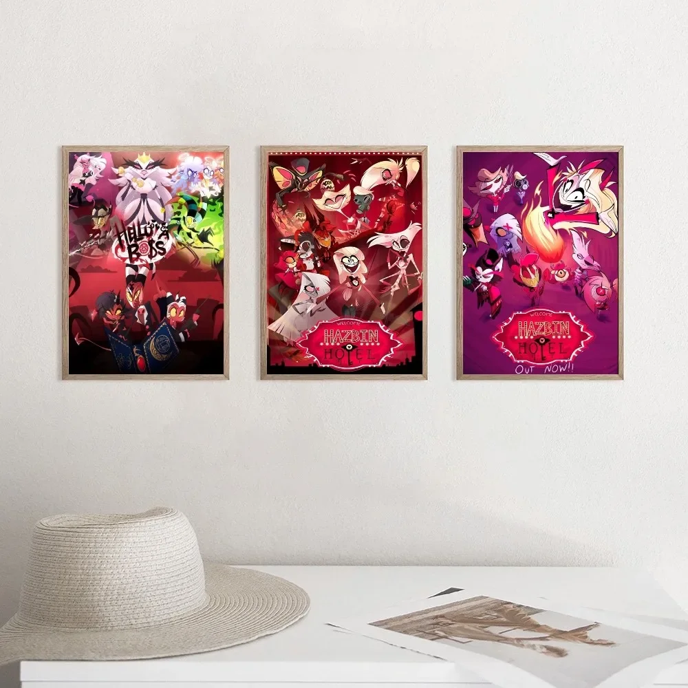 Cartoon Girl H-Hazbin-Hotels Poster Decorative Painting Bedroom Bedside Wall Sticker Living Room Restaurant Cafe Entrance Mural