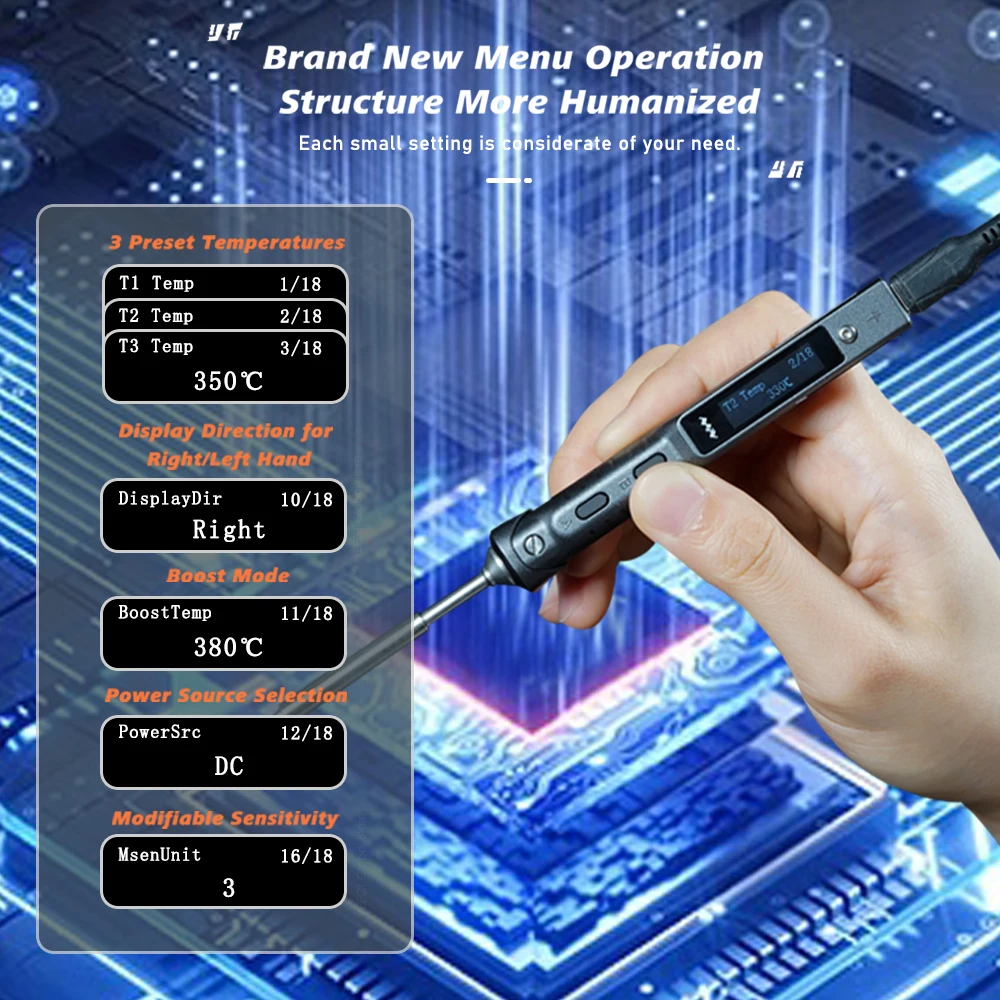 Miniware TS101 قلم سبيكة لحام رقمي 90 واط OLED عرض USB Type-C PD تسخين سريع مجموعة أدوات إصلاح محمولة TS 101 #5