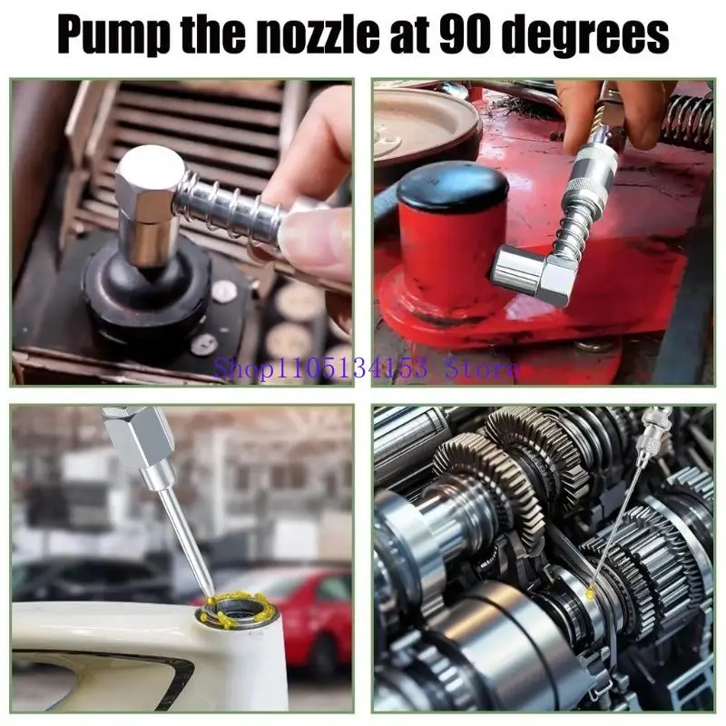 

hg89 Grease Dispensing Injection Tool, 90 Degree Adapter Nozzle Coupler for Mechanical Fittings Workshop Use Hard Reach Areas