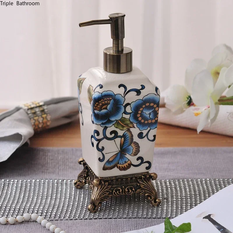 1pc European Ceramic Sanitizer Bottles Home Shampoo Dispenser    Shower Gel Bottles Hand Sanitzer Holder Bathroom Accessories