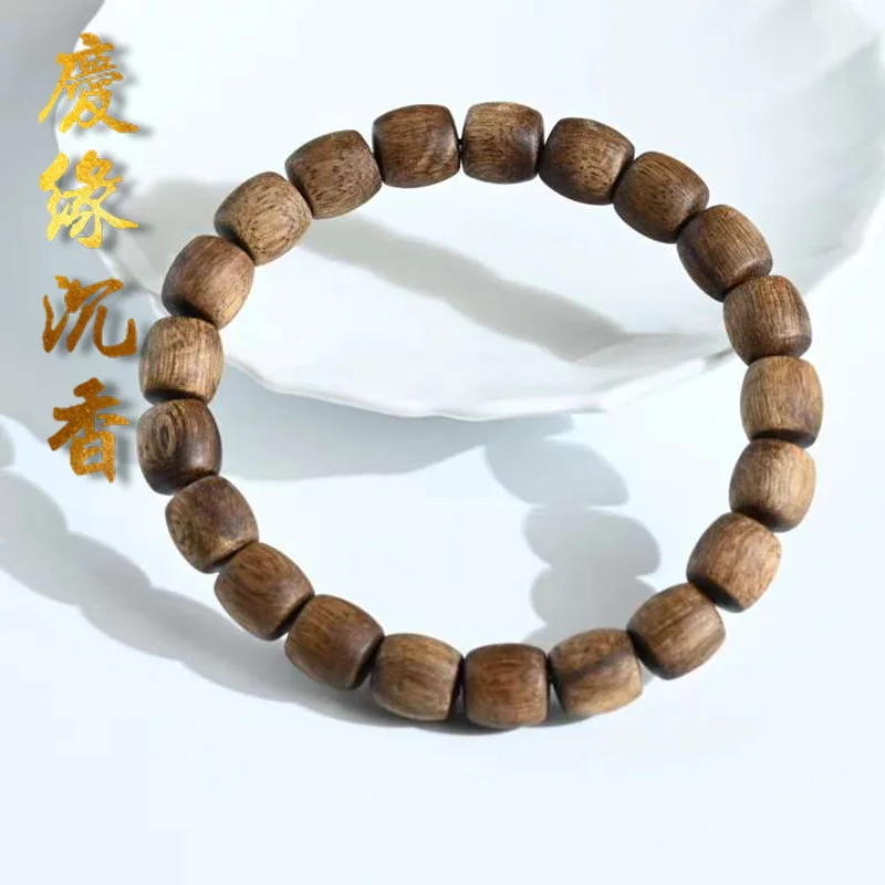 Agarwood Bracelet 9mm High Oil Density Bulge Beads Older Material Made Prayer Collectables-Autograph Rosary Generation Hair