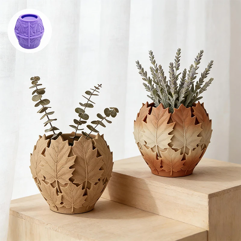 Leaves-shaped silicone art mold with exquisite texture. Use it to make forest-themed maple leaf ball flower pots/decorative orna view 3