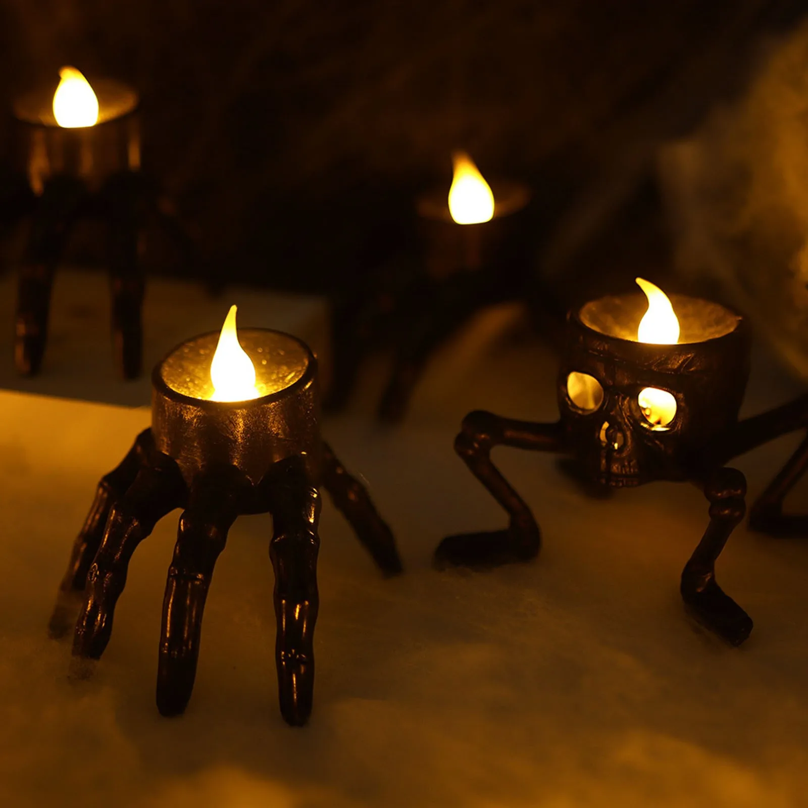 Halloween Skeleton Hand Lamp, Led Electronic Light Candle, Battery Powered Flameless Candle, Horror Halloween Indoor Decoration