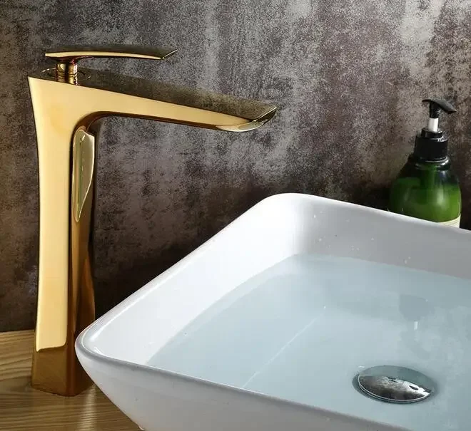 Vidric Gold Color Bathroom Basin Faucet bathroom single handle hot and cold water mix taps bathroom washbasin tap accessories