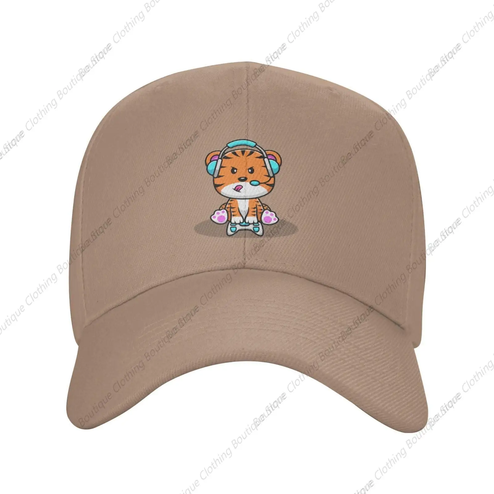 Cute Tiger to Play Games Baseball Cap Women Men Hats Adjustable Trucker Sun Hat Dad Golf Caps Natural