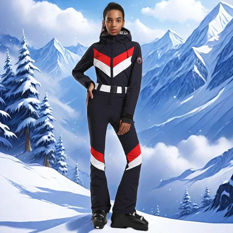 Traje de esquí de una pieza para mujer, ropa de Snowboard a prueba de viento, impermeable, invierno, 2025