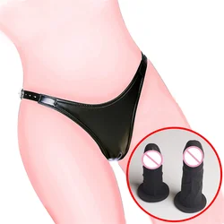 Chastity Belt Panties Double Dildos Leather Strapon Detachable Silicone Butt Plug Dildo Sex Product For Women Masturbation