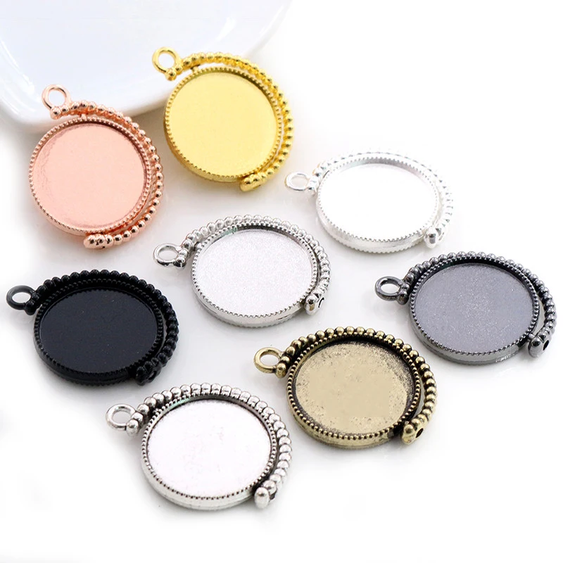 5 sztuk 20mm rozmiar wewnętrzny obrót dwustronnie 8 kolorów podstawa z kameą i kaboszonem ustawienie Charms nowa moda wisiorek — zdjęcie 2