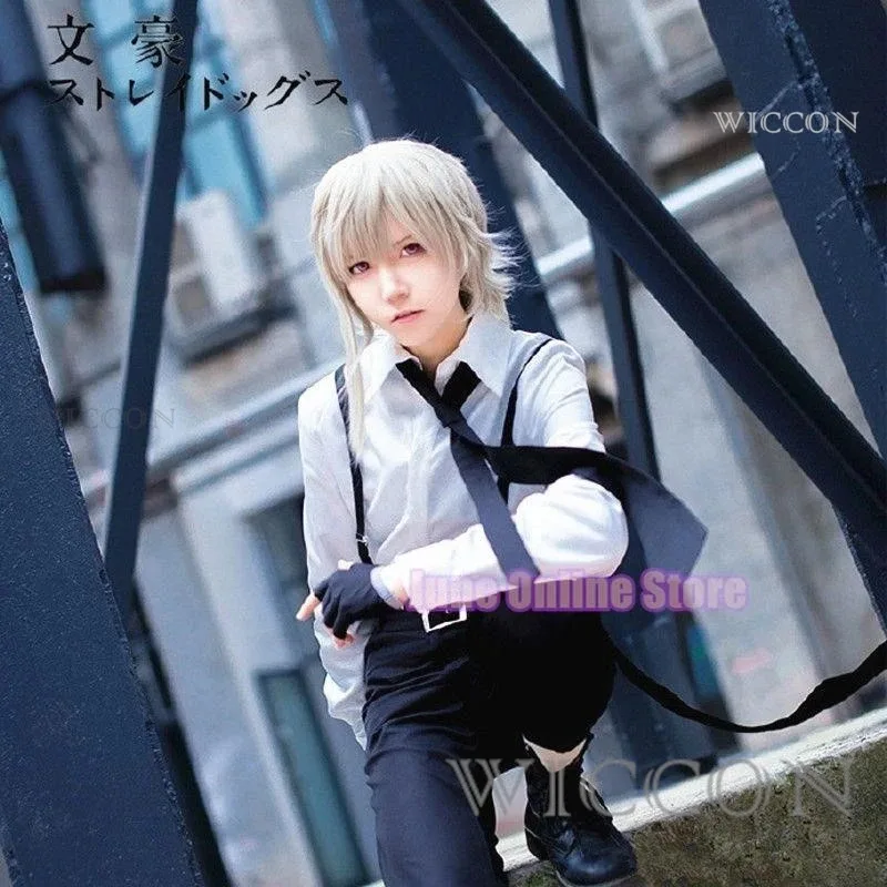 BSD Atsushi Nakajima أزياء تنكرية قمصان فستان أطفال مع سروال داخلي أنيمي تأثيري موحدة شعر مستعار هالوين عيد الميلاد ملابس للحفلات #6