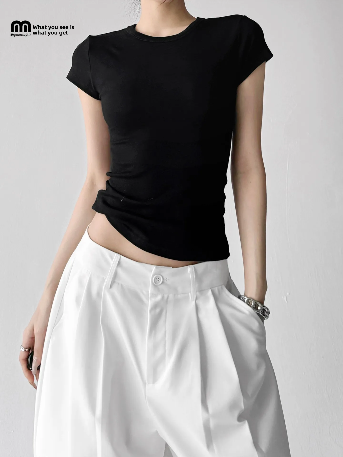 

Bla round Ne ort Sve Футболка приталенного кроя Женская весна-лето Базовый слой irt Внутренняя одежда Топ для поездок на работу Хлопок Район