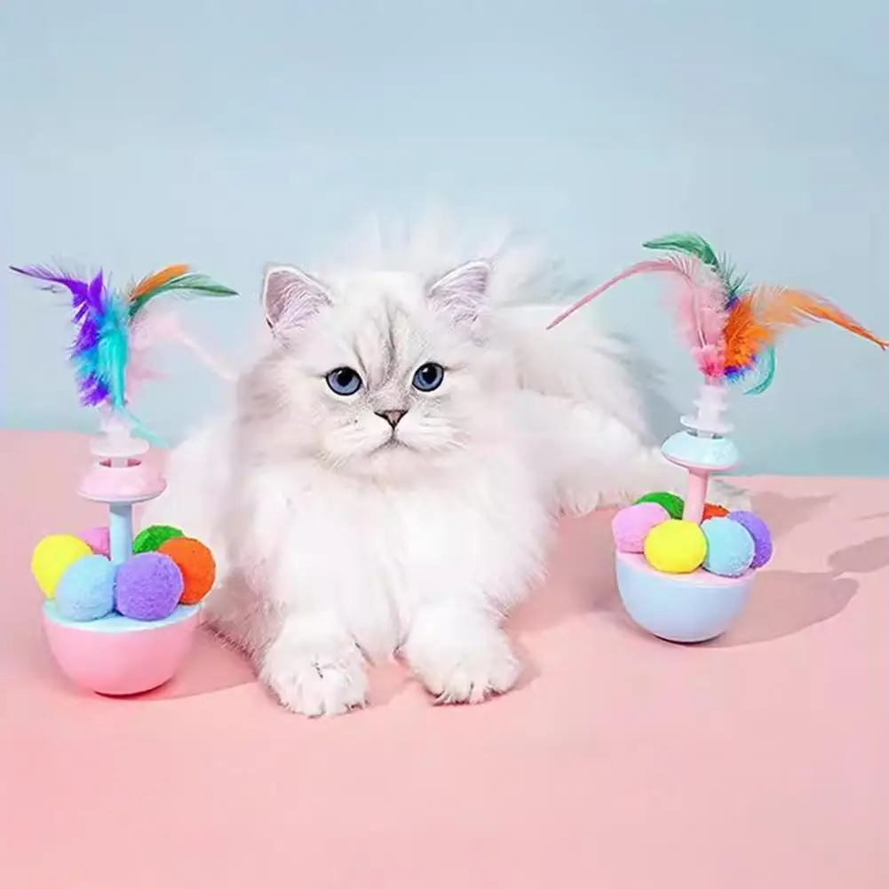 

New Interactive Cat Toy with Feathers Plush Balls,Cat Enrichment Toy for Indoor Relieve Boredom