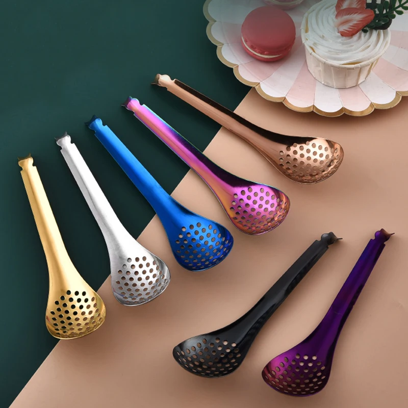 1 Piece Perforated Stainless Steel Kitchen Roe Spoon Caviar Strainer Spoon Durable Kitchen Cooking Gadgets