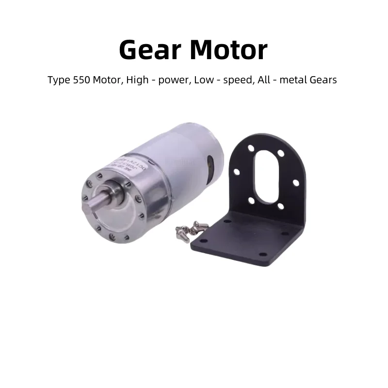 

Type 550 Micro DC Gear Motor, 6V/12V, With Metal Gears, Low - Speed, Ultra - High Torque, 37mm, For Smart Cars