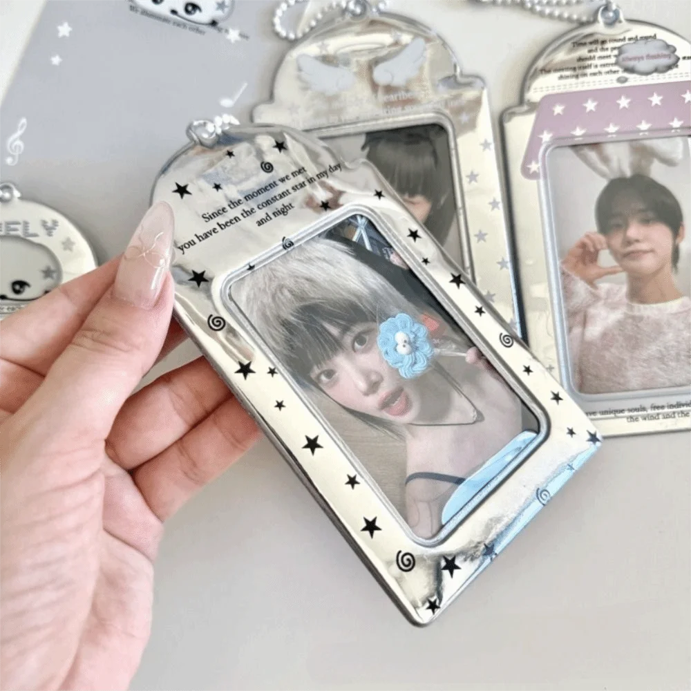 High Quality 3 Inch Kpop Photocard Holder Picture Display Pendant Idol Photo Frame PVC Silver Card Holder