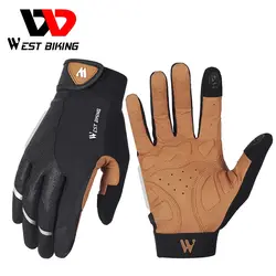 WEST BIKING Guanti da ciclismo Guanti a dita intere traspiranti Guanti sportivi da bicicletta MTB Uomo Donna Guanti da moto da palestra primavera autunno