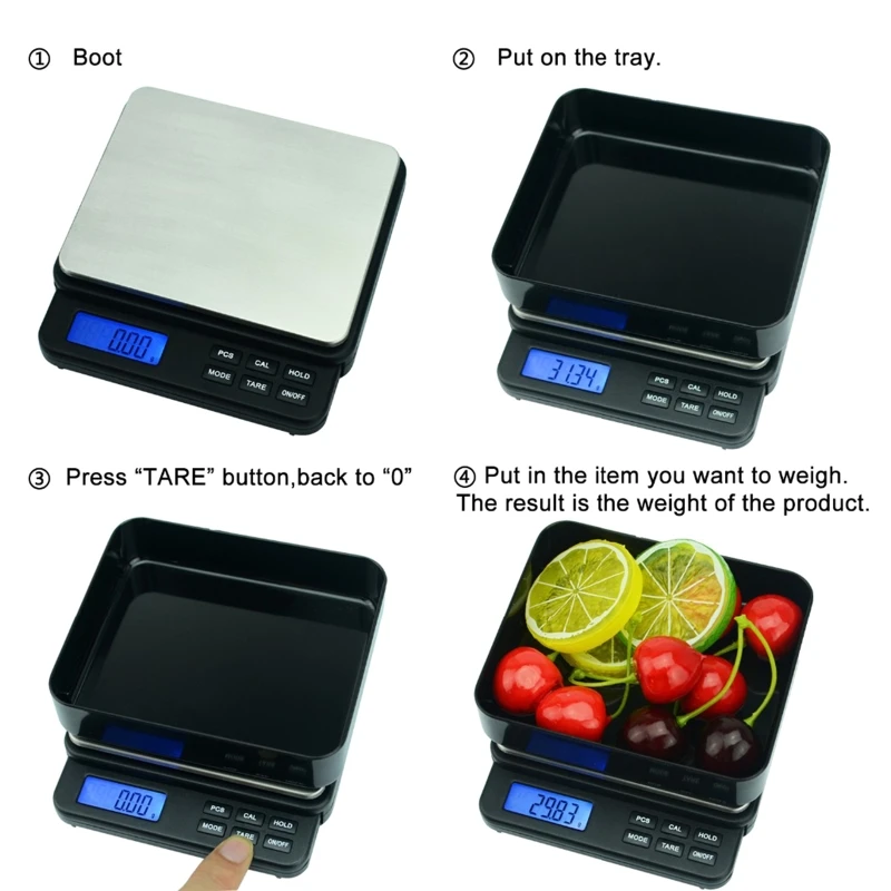 High Digital Scales 1000g 0.01g Electronic Weight Scale Kitchen Cooking Weighing Scales Tare Function Count