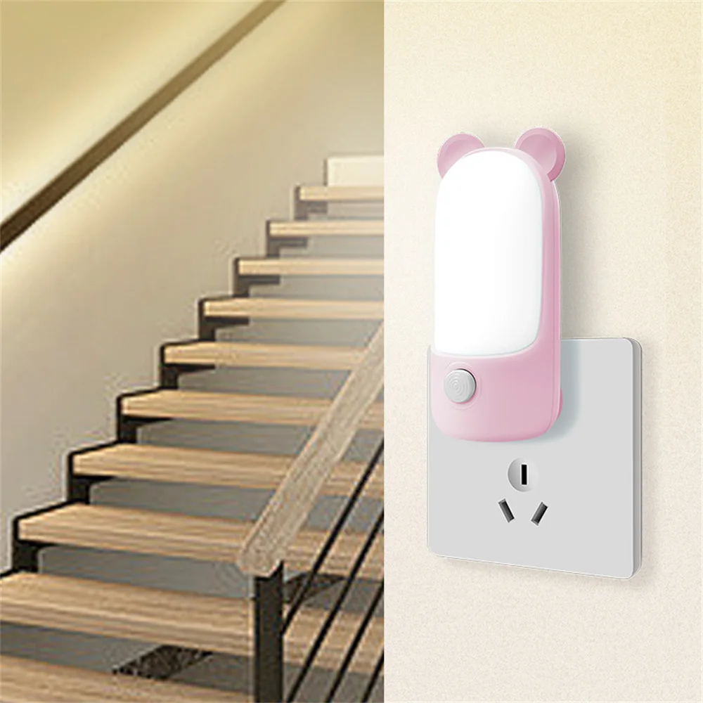 Mini Cute Night Light LED Plug-In Portable Socket Book Lights Bedside Sleep Lamps Home Kitchen Decoration Light Manual Switch