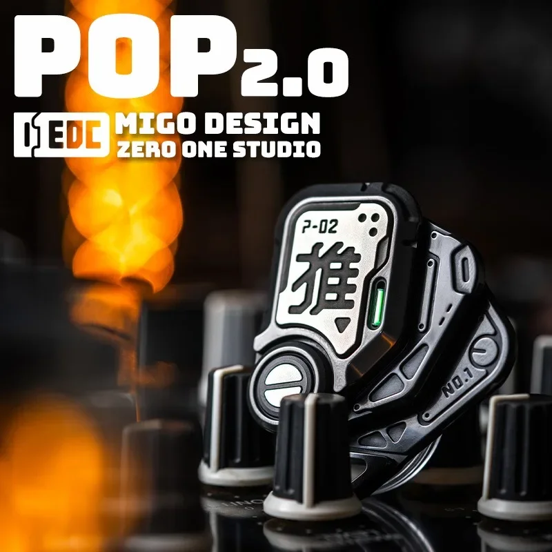 O1EDC P O P 2.0 Mechanical 01EDC Magnet Push Slider Decompression Tool Coin 01EDC Fingertip Gyro Toy EDC