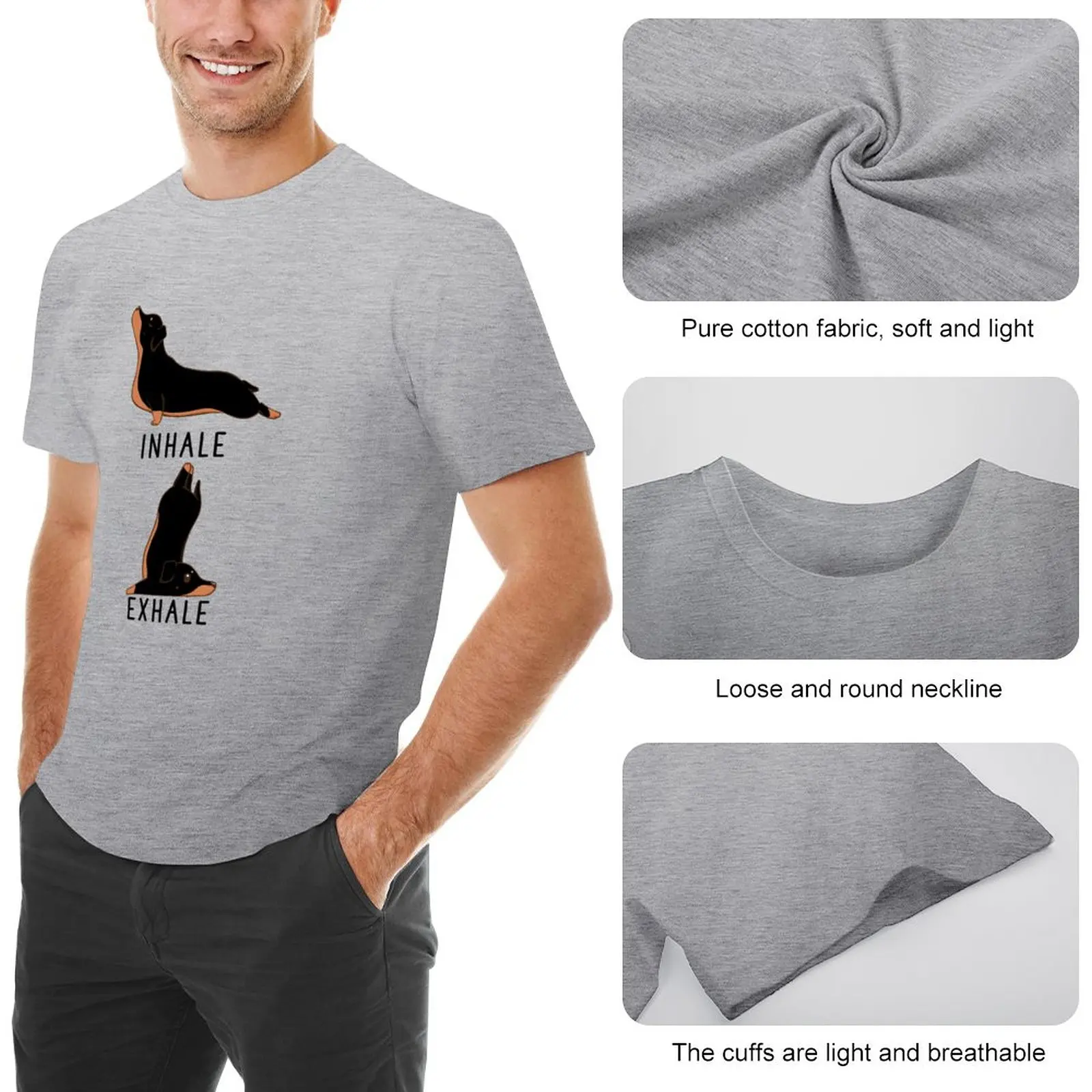 Inhale Exhale Dachshund Yoga T-Shirt quick drying t-shirt graphic t shirt sweat shirts heavyweight t shirts men graphic t shirts