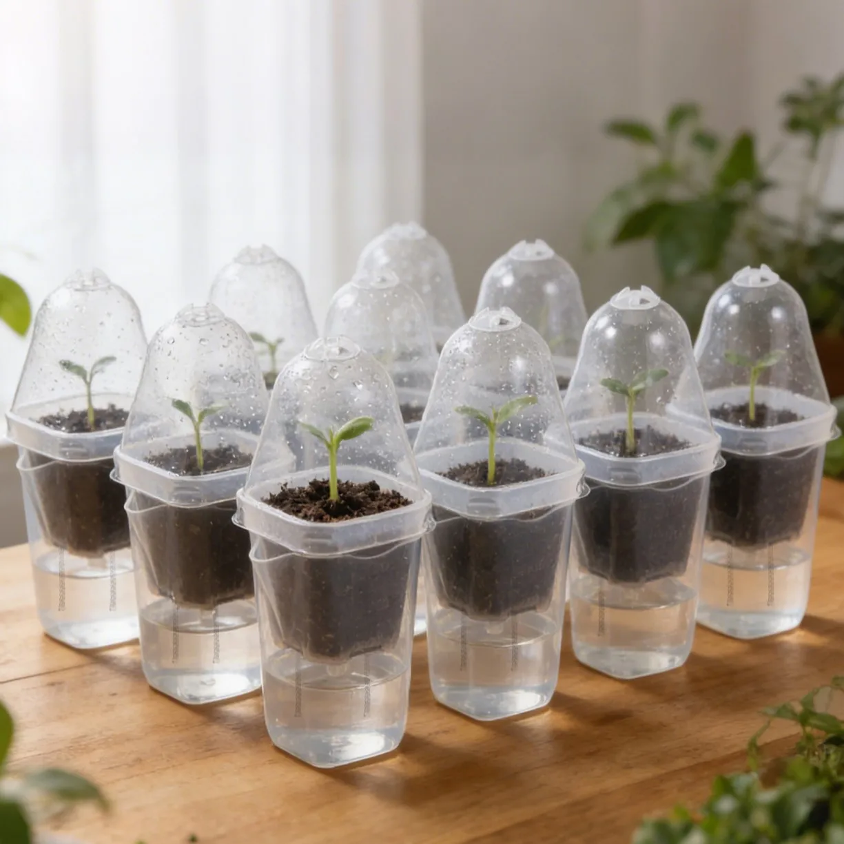 12 Pots de Fleurs Auto-Arrosants en Plastique Transparent pour Plantes Hydroponiques, Jardinières Auto-Absorbantes, Vases pour Bonsaï, Décoration de Plantes Succulentes en Pot