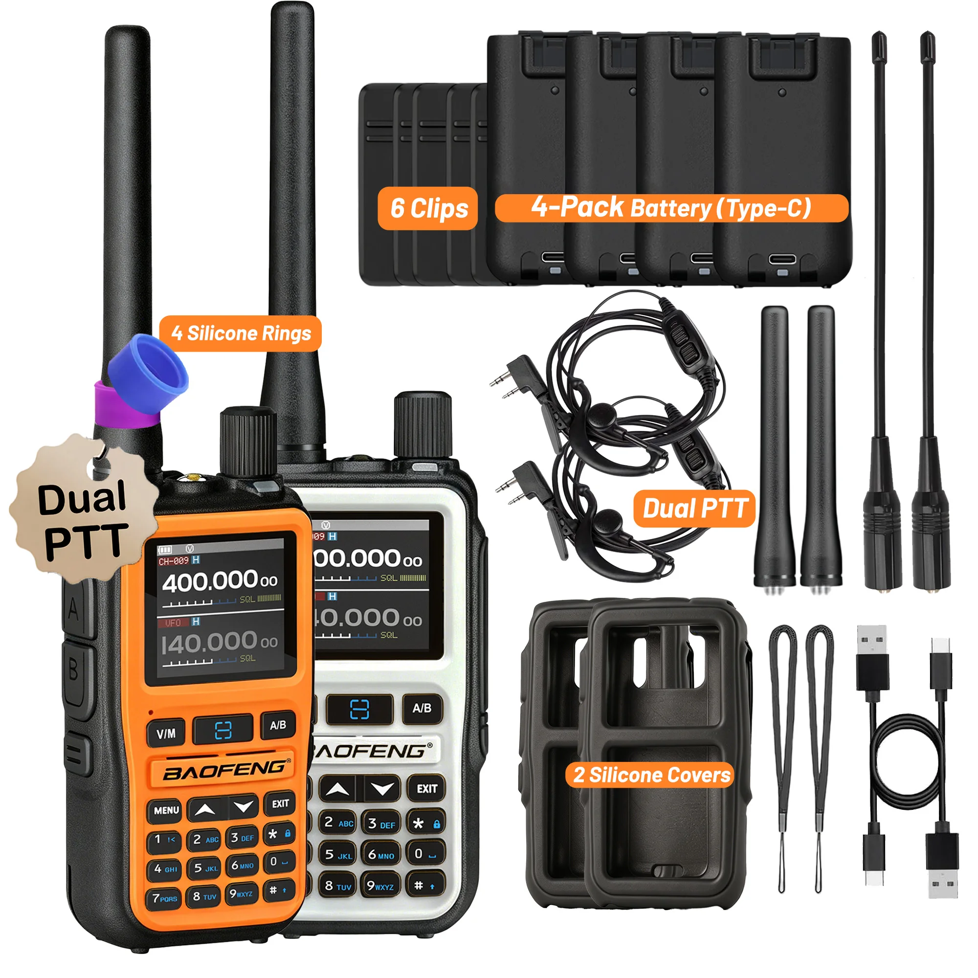 lot-de-2-radios-mini-double-bande-baofeng-uv-5r-5w-999ch-bluetooth-prog-avec-alerte-noaa-et-charge-rapide-type-c-blanc-jaune-mixte